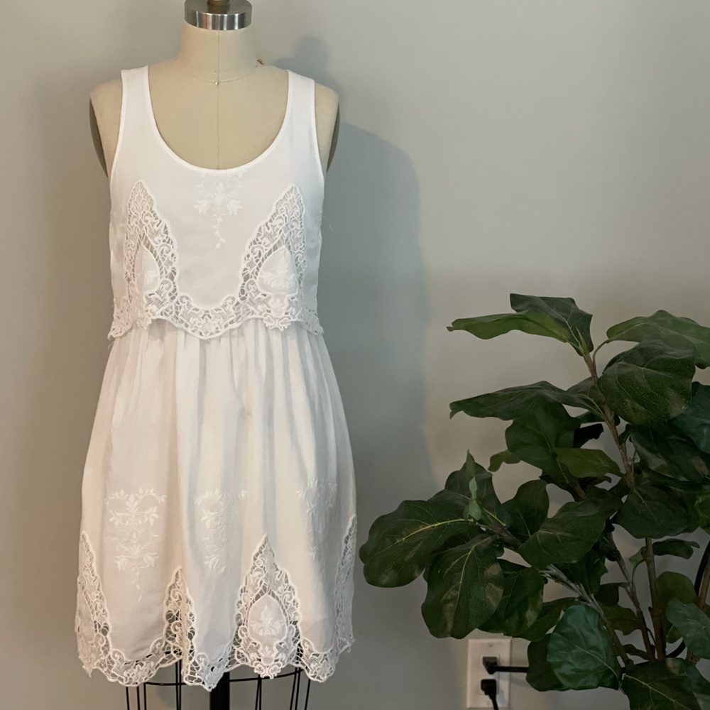SALE‼️ White Embroidered Edge Dress